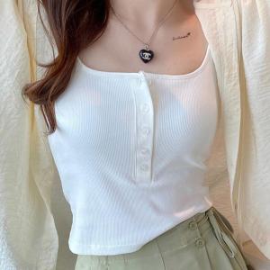 ChoiFoo [จัดส่งภายใน 2-3 วัน] เสื้อกั๊กผู้หญิงสไตล์ใหม่ มีแผ่นรองหน้าอก เสื้อกั๊กแฟชั่นสไตล์เกาหลี เสื้อกั๊กผ้าฝ้ายนุ่มสบาย เสื้อกั๊กปุ่ม เสื้อกั๊กระบายอากาศในฤดูร้อน