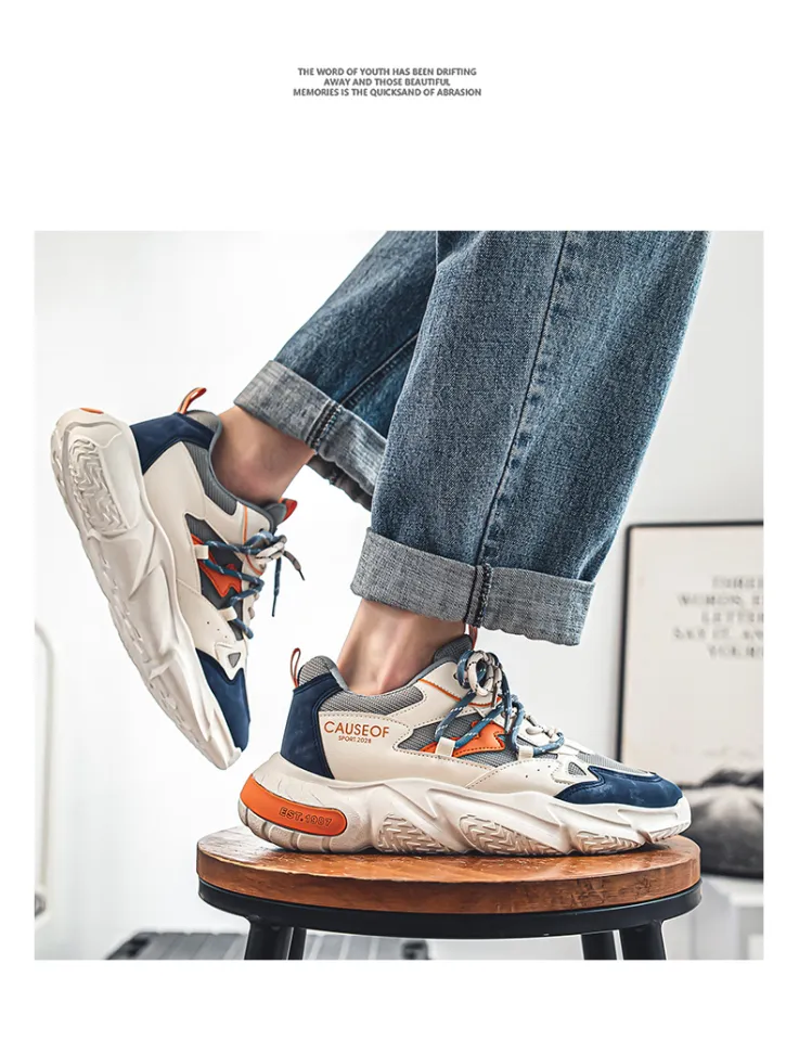 ORNGMALL High Quality Casual Shoes for Men Sneakers Lace-Up Black