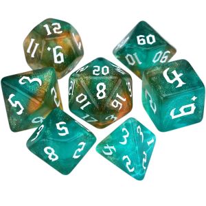LFPLYQ DND Enthusiast Durable D% D12 D20 Board Games Entertainment Playing Games Game Dice Polyhedral Dice Family Party Carved Pattern Dice Set Two-tone Dice Set 7-Die Iridescent Glitter Polyhedral Dice