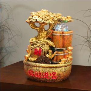 Rockery fountain lucky fish tank water cycle and feng shui water wheel porch decoration luxury furnishing articles opened the office