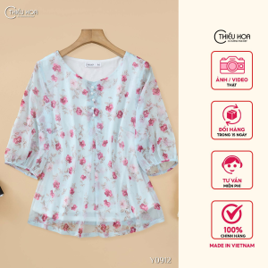 Áo kiểu thiết kế nữ tính chất liệu voan hoa mềm mịn AN4Y0912 Thương hiệu Thiều Hoa