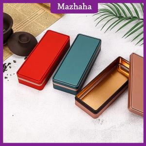 Mazhaha Multicolor Tinplate Rectangular Storage Box Container with Lid Small Tin Boxes Empty Containers Storage Box Case Organizer