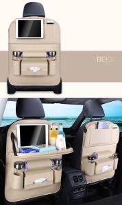 Car Seat Storage Bag Car Rear Seat Foldable Storage Tray Leather Multifunctional Car Rear Seat Storage Bag
