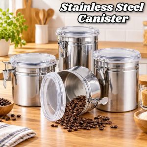 Tulip Home Furnishings Store Stainless Steel Storage Canister Coffee Tea Sugar Dry Food Container Airtight Jar For Kitchen