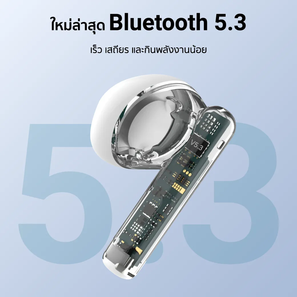 iSuper Evo Buds Clear หูฟังไร้สาย Earbuds Bluetooth 5.3 มี Game Mode น้ำหนักเบา ดีไซน์สวย