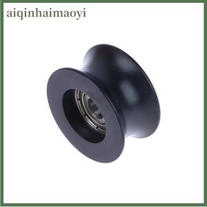 aiqinhaimaoyi Black 14mm Diameter Track Wheel Rubber Coating 5x26x13 Nylon POM Wrapped Plastic Bearings Pulley U-shaped Groove