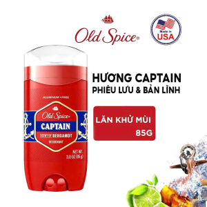 Sáp lăn khử mùi Old Spice Captain 85g với hương thơm sâu sắc của gỗ musky và gỗ đàn hương nồng nàn