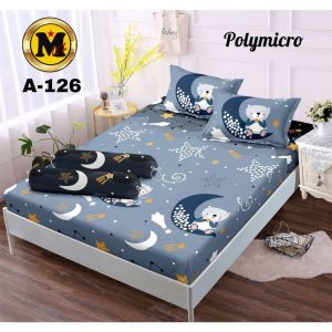 Seprei Sprei Motif Karakter Dengan Sarung Bantal dan Sarung Guling - Motif Rabit Bunny Bear Bow