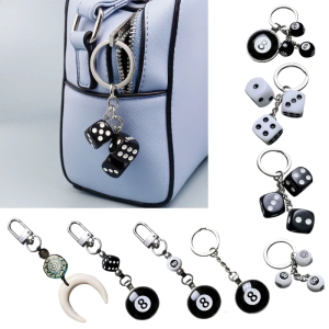 Mặt cười 8 bóng móc khóa thời trang Móc treo chìa khóa xe túi dễ thương đồ treo trang trí Keychain phụ nữ người đàn ông Ví phụ kiện