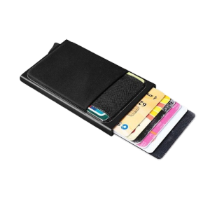 Card Holder Wallet for Men RFID Smart Metal Thin Slim Automatic Pop Up Minimalist Wallet Small Carbon Fiber Credit Black Purse Metal Wallet