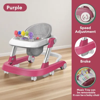 Adjustable Height Walker Baby Girl Baby Boy Adjustable Height Safety Learning Walker With Music Foot Pad