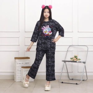 Setelan Anak Perempuan Motif Karakter Usia 4-12 Tahun Bahan Vista Terry