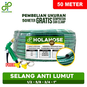 HOLA Selang Air 50 Meter 1/2 5/8 3/4 1 inch Selang Benang Anti Lumut Hijau Tebal Selang Air Cuci Mobil Motor Siram Tanaman
