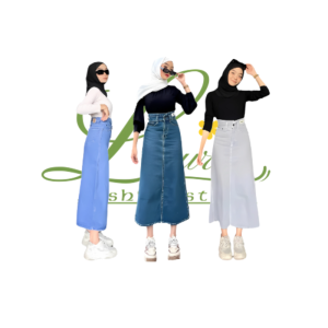 ROK JEANS PANJANG -  Highwaist Rok Slit Jeans Panjang - ROK JEANS WANITA -  ROK JEANS SKIRT PANJANG