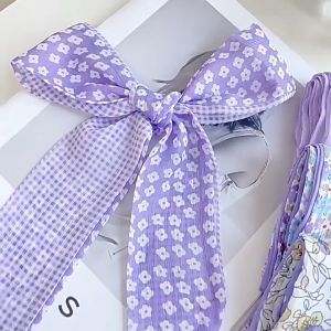 epeach Skarf Tali Sheer Twilly Light Purple Scarf Ribbon Aksesori Rambut Hiasan Beg DIY Handbag