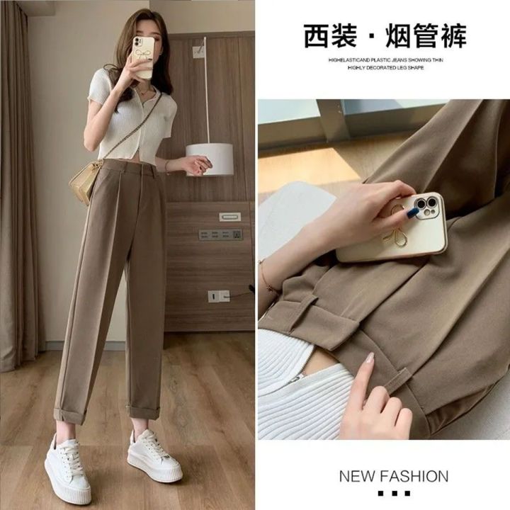 ins Large size Suit pants for women korean style new fashion high waist  straight pants