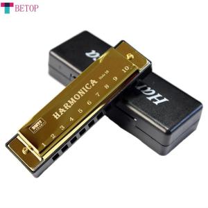 Teabelle 10 Holes Harmonica C Key Blues Metal Harmonica Musical Instrument Educational Toy with Box