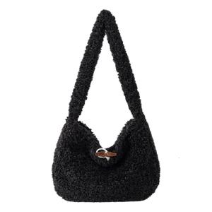 Soft Shoulder Bag Modern Furry Shoulder Bag with Comfortable Strap Large Capacity Underarm Purse for Fashion Women