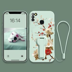 Case สำหรับ infinix Smart 5ศัพท์ปลอก softcase ซิลิโคนเหลวป้องกันกันกระแทกปกการออกแบบใหม่ความงามดอกไม้กับผู้ถือ ytzzhxz01