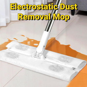 Electrostatic Dust Removal Mop Static Dust Mop Flat Squeeze Mop and Bucket Hand Free Wringing Floor Cleaning Mop Microfiber Mop Pads Wet or Dry Usage