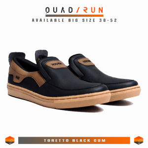 Sepatu Slip On Pria Kasual Jumbo Big Size (39-52) 45 46 47 48 49 50 Toretto QUADRUN / Sneakers Slip-On Hitam Coklat Keren Casual Terbaru Tanpa Tali