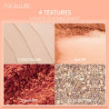 FOCALLURE Smooth Highly Pigmented easy to blend 10 Shades 4 Textures Palette With Dual-ended Brush & Mirror Eye Shadow Palette. 