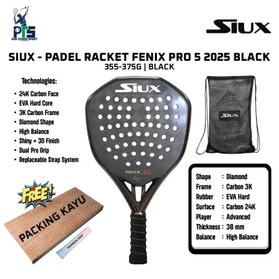 Raket Padel SIUX Fenix Pro 5 2025 Black 355-375G Black