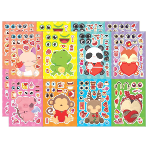 Cartoon Animal Stickers Make a Face DIY Stickers Kids Boys Girls Surprises Face Assemble Stickers for New Year