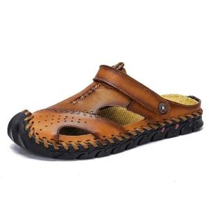 Fashion Mens Sandals Genuine Leather Summer Beach Slippers Male Non-Slip Soft Comfortable Outdoor Shoes High Quality Man Sandals2026