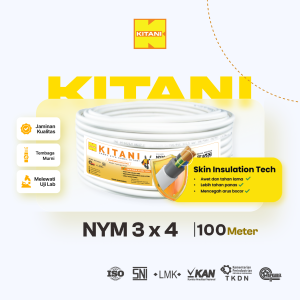 KITANI - NYM 3x4 mm² - 100 Meter - Kabel Listrik Tembaga Kawat