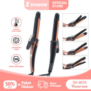 SHINON SH-8676 Catokan Rambut Curly 4 in1 Wanita Pengeriting Rambut Pelurus Curling Iron Alat Catok