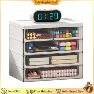 [Ueb Flagship Mall] 4 Tier Stackable Desktop Storage Drawers W/ 5 Drawers Desk Drawer Organizer Drawers Storage Unit for Desk Office School Home