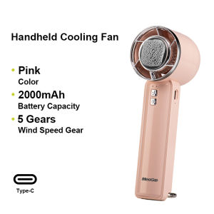 MeeGoo พัดลมมือถือ พัดลมขนาดเล็ก ปรับได้ 5 ระดับ ชาร์จ USB พัดลมพกพา สามารถถือได้ตั้งโต๊ะได้ แขวนได้ Mini Fan