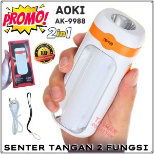 PROMO Senter Cas Aoki AK 9988 Senter Led + Lampu Meja Lampu Emergency LED 10SMD+1W LED - BISA COD