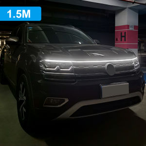 SEAMETAL Car LED Daytime Running Light Strip Flexible Dynamic Scan Car LED Guide Lights Waterproof Auto Front Hood Lamp 12V DRL Universal