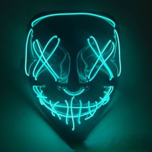 ไฟฮาโลวีน LED หน้ากากปาร์ตี้นีออนน่ากลัวสว่างเหมือนเรืองแสงในที่มืดคอสเพลย์สยองขวัญ
