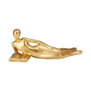 Reading Women Figurine Gold Decoration Elegant Addition to Reading Nooks Small Gold Decoration Fun Paperweight Reading Thinker