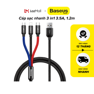 Cáp sạc 3in1 USB to C/L/M Baseus CAMLT Three Primary Colors BSY (Hàng chính hãng)
