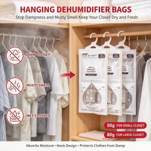 5PCS Hanging Moisture Absorber Bag Wardrobe Dehumidifier Anti Mold Damp Odor Remover for Closet Cabinet