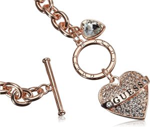 GUESS Womens Toggle Logo Charm Neck Rose Gold One Size