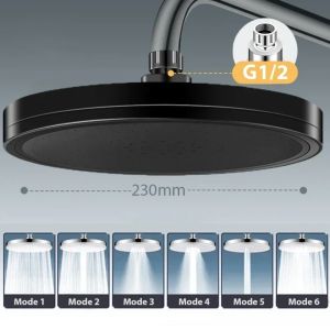 LITUILI Áp suất cao Đầu vòi hoa sen phun mưa Có bộ lọc 6 chế độ Đầu vòi hoa sen Phụ kiện phòng tắm Có thể điều chỉnh Vòi hoa sen Phòng tắm