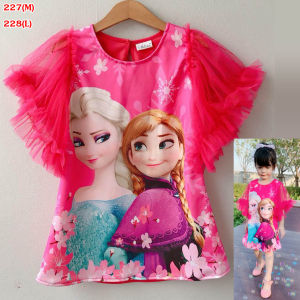 2-8ขวบ เดรสเอลซ่า แขนระบาย ชุดเจ้าหญิง เสื้อเด็กหญิง เสื้อผ้าเด็กผู้หญิง เสื้อผ้าเด็กผญ ชุดทางเอ เดรสเด็ก เดรสเด็กผู้หญิง ชุดเอลซ่า [227]