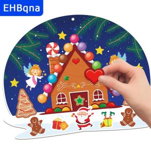 [COD] EHBqna SPORTS 24ชิ้นทำสติกเกอร์บ้านขนมปังขิงงานฝีมือคริสต์มาสสำหรับเด็กวัยหัดเดินสติกเกอร์งานฝีมือบ้านขนมปังขิง12ผลิตภัณฑ์สำเร็จรูป