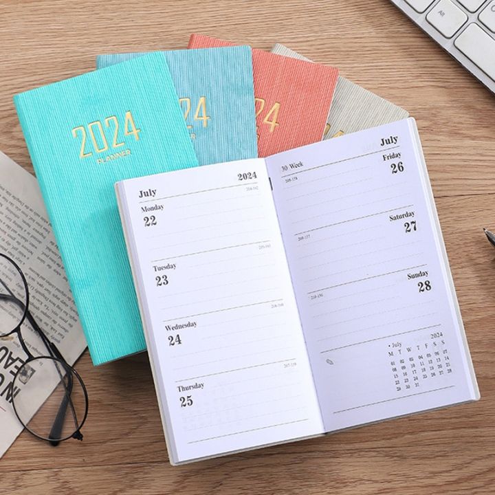 A6 2024 Portable Planner 365 Days Durable Pu Cover Daily Weekly