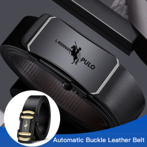 Automatic Buckle Cowhide Belt Stylish Leather Belt For Men/Paul Cowhide Belt With Automatic Buckle/Trendy Genuine Leather Waist Belt For Business And Casual Wear