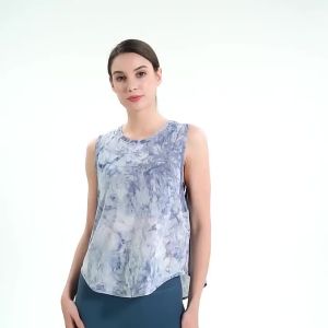 Nhuộm kiểu cột thắt lưới hở lưng ngã ba thể thao thể dục Yoga cho nữ áo ba lỗ tập thể hình thoáng khí lỏng tập luyện Áo Gile thể thao áo hở eo thể thao