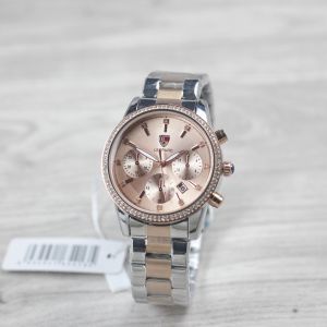 Jam tangan Wanita Leopard K151 tali rantai bulat tanggal aktif chronograp off analog original