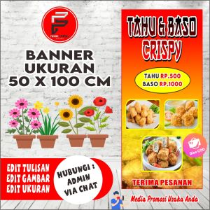Banner Tahu Krispy / Spanduk Baso Crispy / Banner Baso Krispi / Spanduk Tahu Crispy ukuran 50 x 100 cm