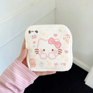 Kawaii Sanrio Hello Kitty Womens Sanitary Napkins Storage Bag Loopy Mini Portable Cosmetics Coin Wallet Girls Gifts