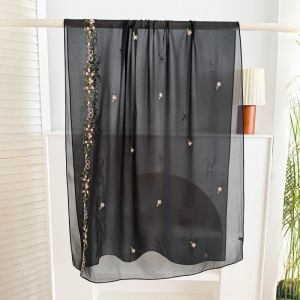 【NEW A 】Fashion Emboridery Flower Design Shawl Chiffon Long Scarf Hijab
